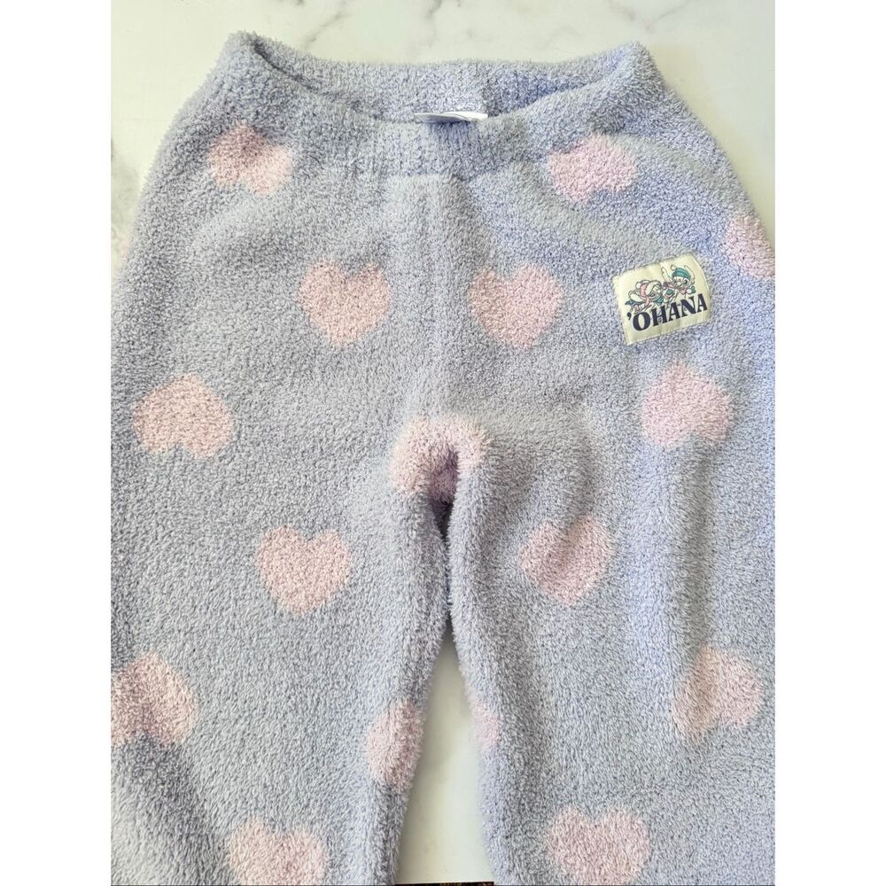 Lilo & Stitch S 6-7 plush lilac pastel pink sweatpants pajama lounge side leg pu